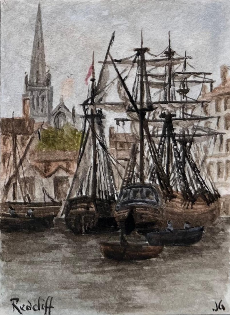 Jack Grunwell; Set of Four Miniature Watercolors of Redcliffe and Bristol Harbour - 12