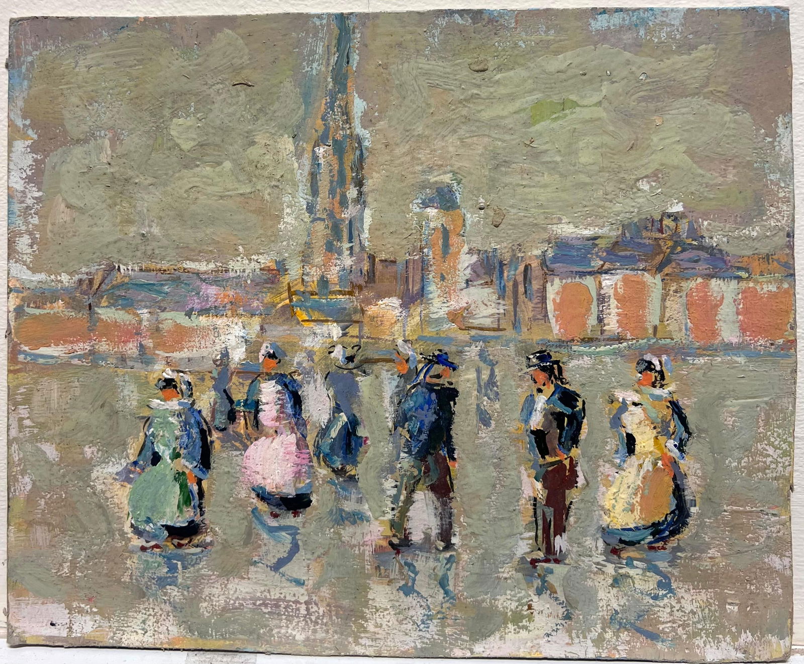 Fanch Lel; French Impressionist Cross on Cliffside View of a Sailboat Landscape, 1994 - 6