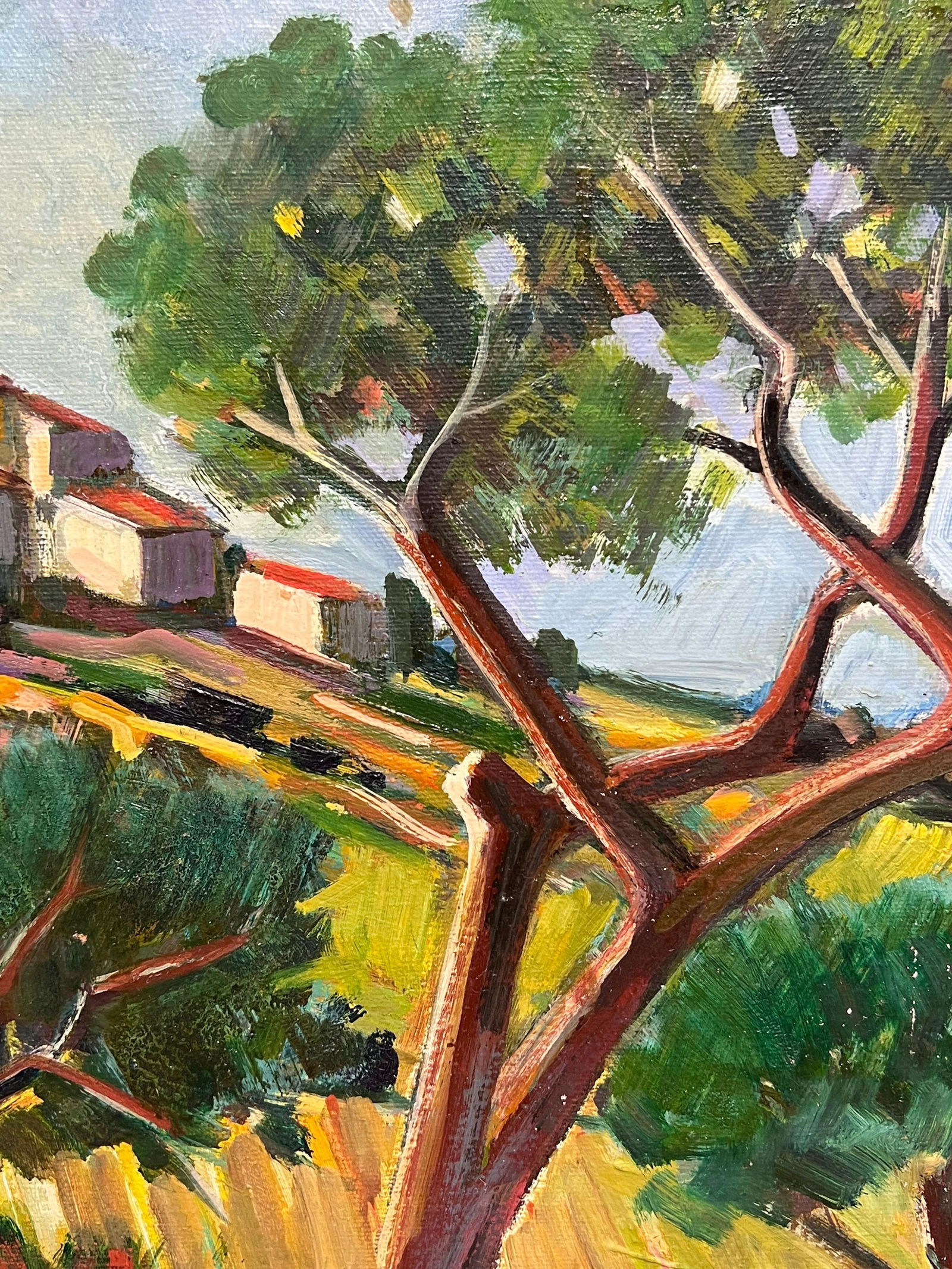 Max Toutain; Charming Hilltop Village with Cypress Trees and Wildflower Meadow Oil Landscape - 6