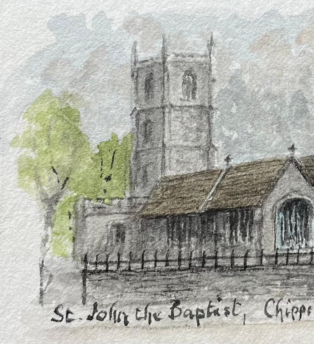 Jack Grunwell; Miniature Watercolor of St John the Baptist Chipping Sodbury - 4