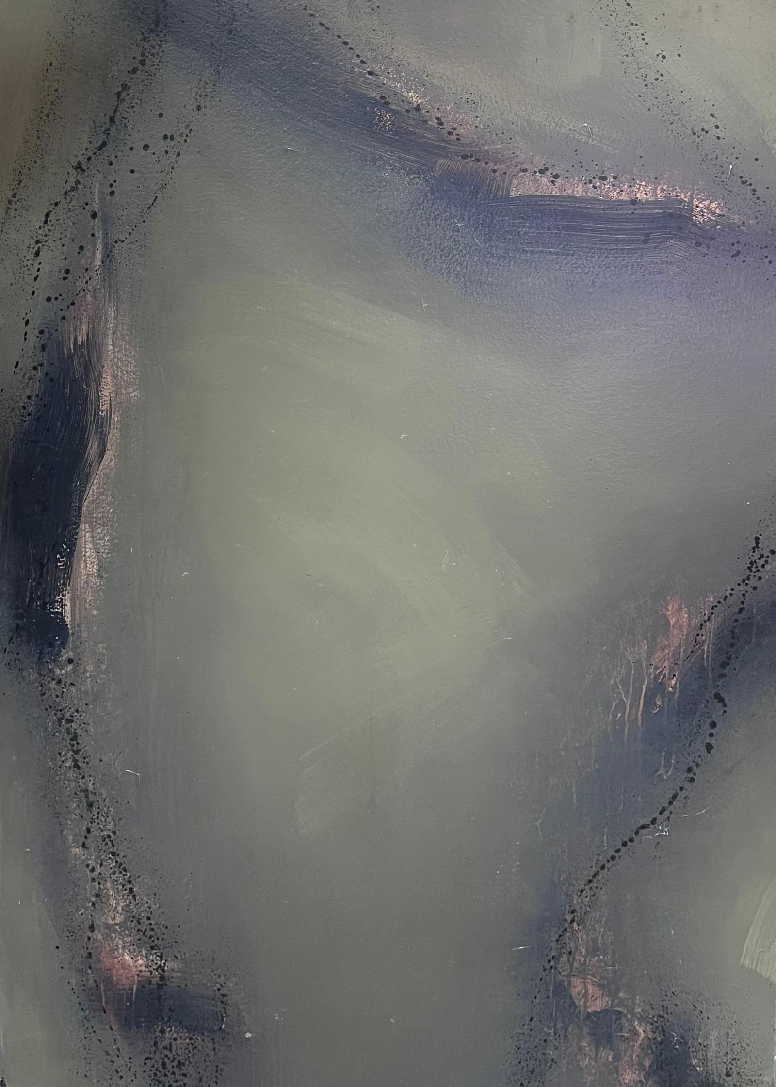 Jan Maï; Huge French Contemporary Expressionist Signed Painting Atmospheric Greys, 2002 (1 of 13)
