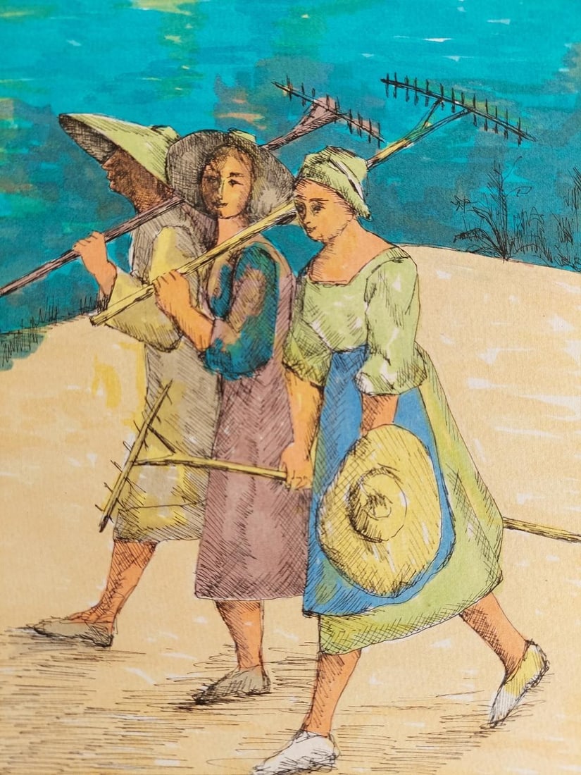 Bernard Labbe; 20th Century French Modernist Painting, Farmworkers, 20th Century - 10