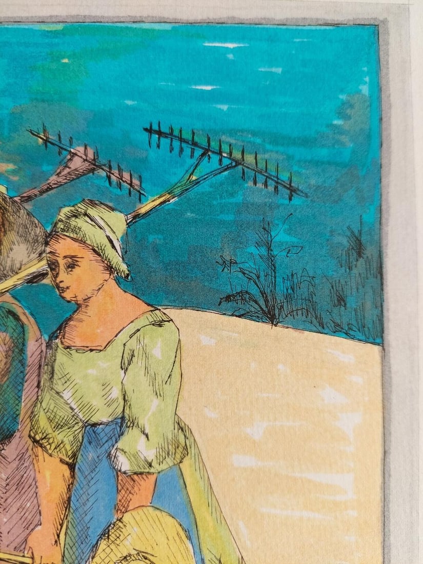 Bernard Labbe; 20th Century French Modernist Painting, Farmworkers, 20th Century - 11