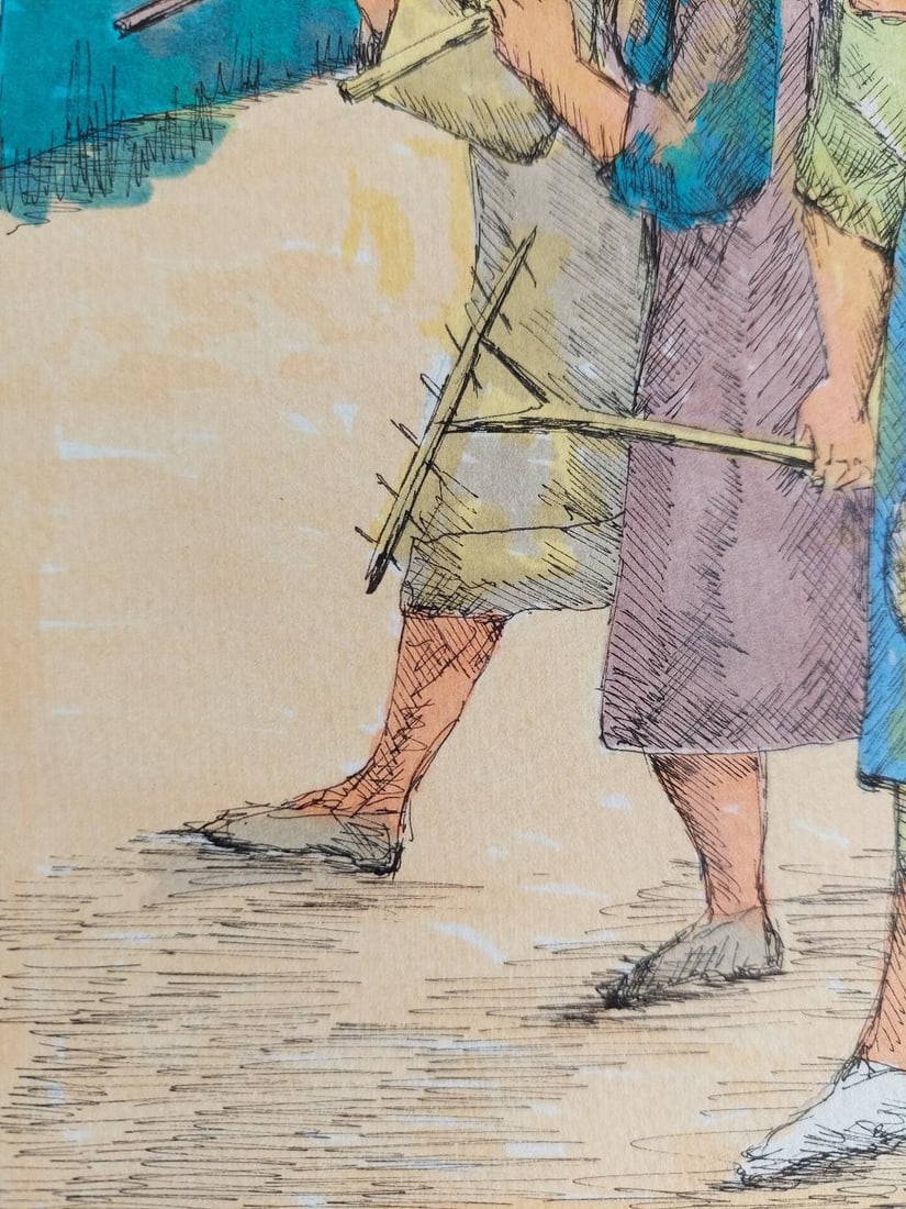 Bernard Labbe; 20th Century French Modernist Painting, Farmworkers, 20th Century - 14