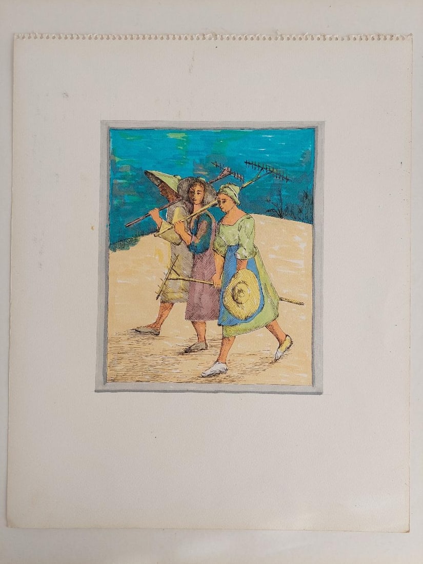 Bernard Labbe; 20th Century French Modernist Painting, Farmworkers, 20th Century - 8