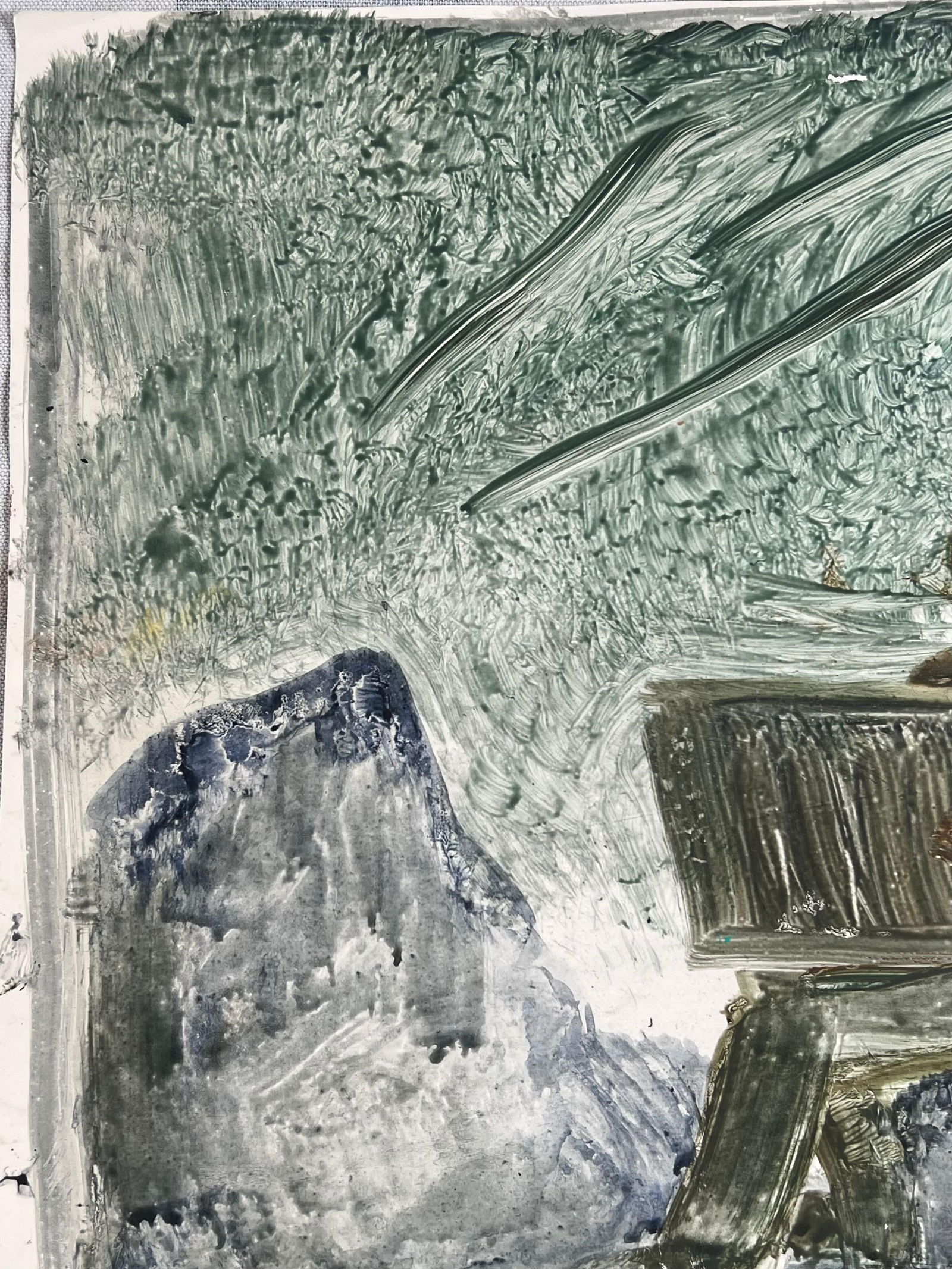 Robert Ladou; Figure Holding a Box Sat on The Mountain Rocks Original French Artwork, 20th Century - 4