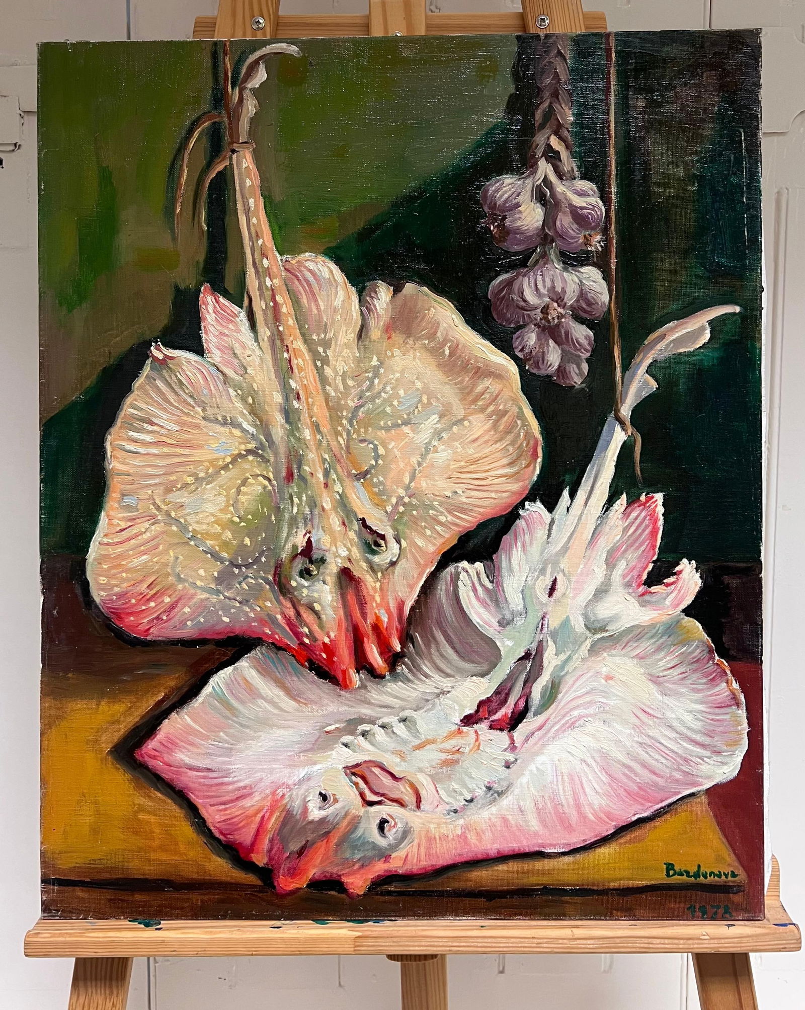 Georges Bordonove; Still Life Fish & Garlic French Impressionist Oil Painting, 1978 - 5