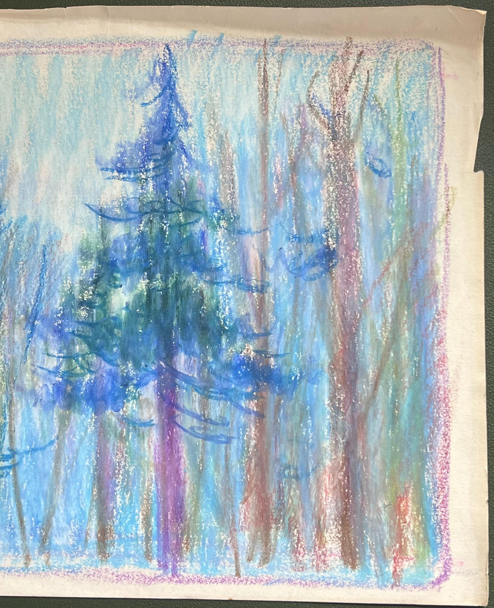 Akos Biro; 20th Century French Expressionist Tall Pine Tress in Moonlight Blue Forest - 9