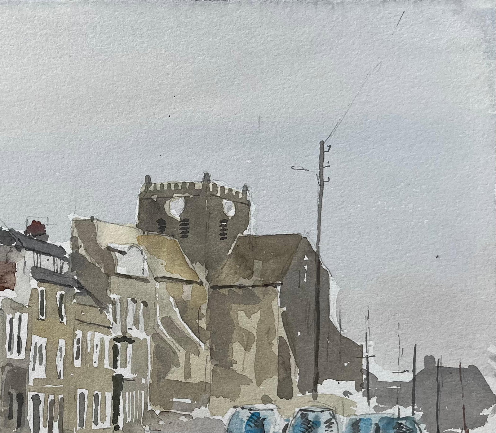 Anthony Herbert; Barfleur Normandy Harbour Scene With Fishing Nets 1988 Watercolour, 1988 - 7