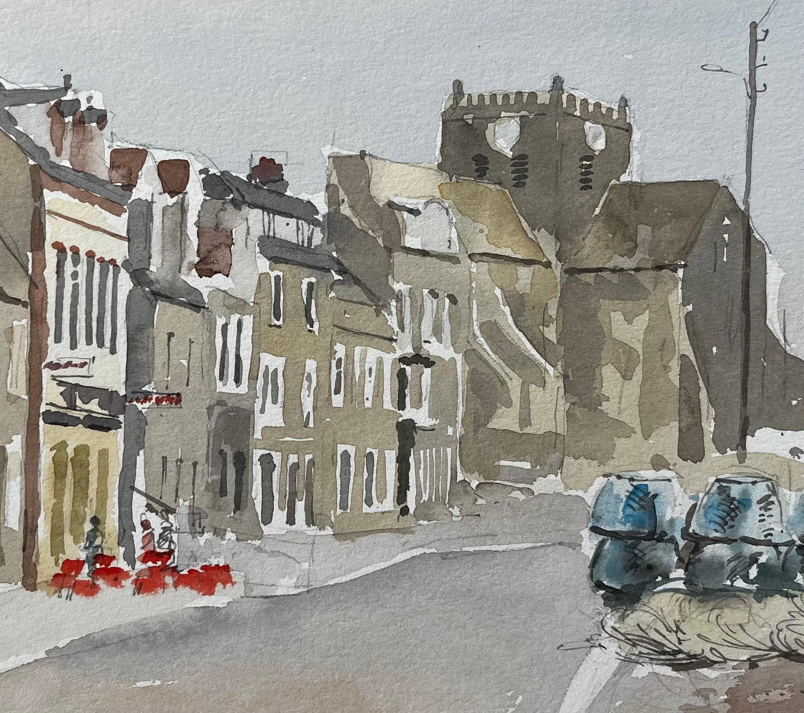 Anthony Herbert; Barfleur Normandy Harbour Scene With Fishing Nets 1988 Watercolour, 1988 - 9