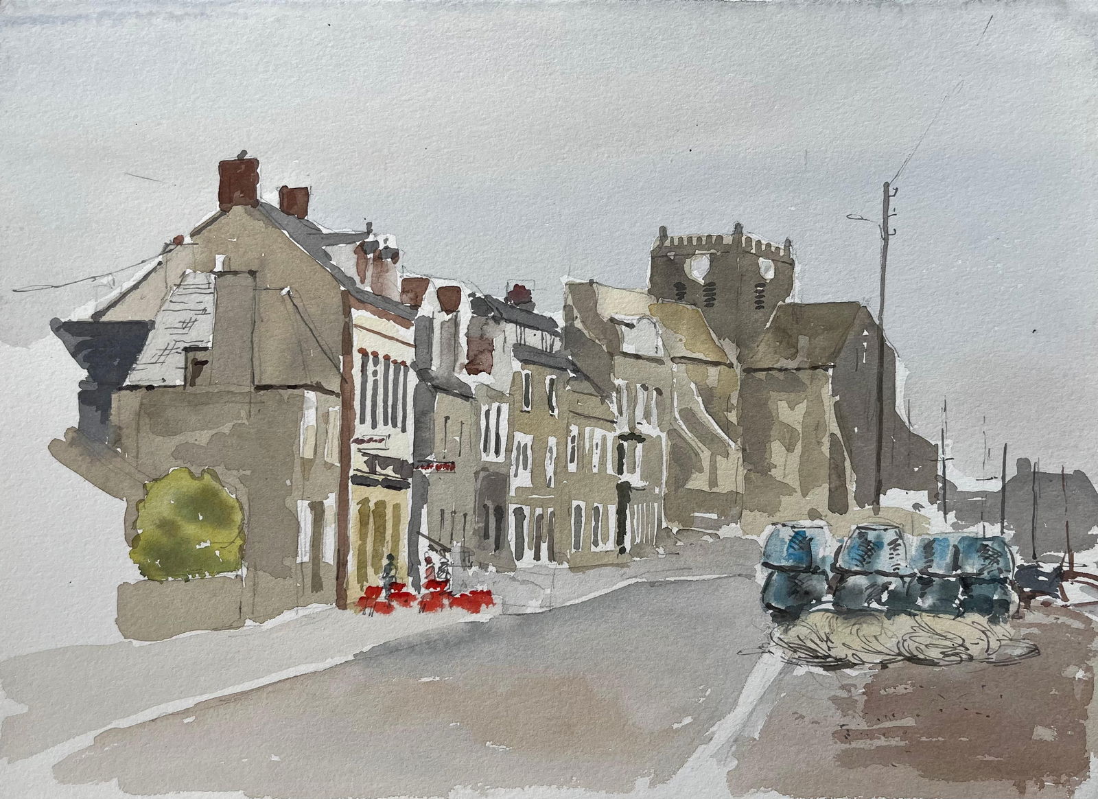 Anthony Herbert; Barfleur Normandy Harbour Scene With Fishing Nets 1988 Watercolour, 1988 - 4