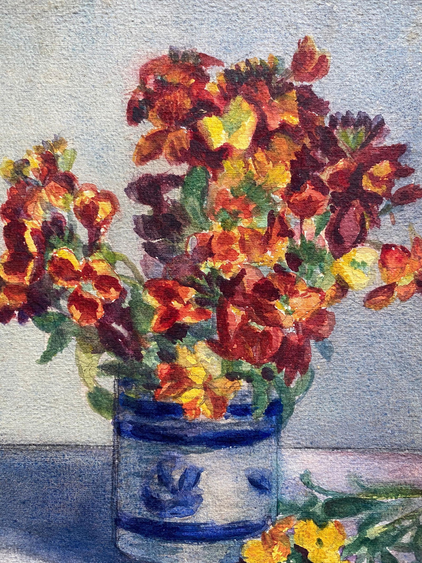 Early 1900's French Impressionist Signed Flower Watercolour by Marie Carreau, circa 1900s - 16