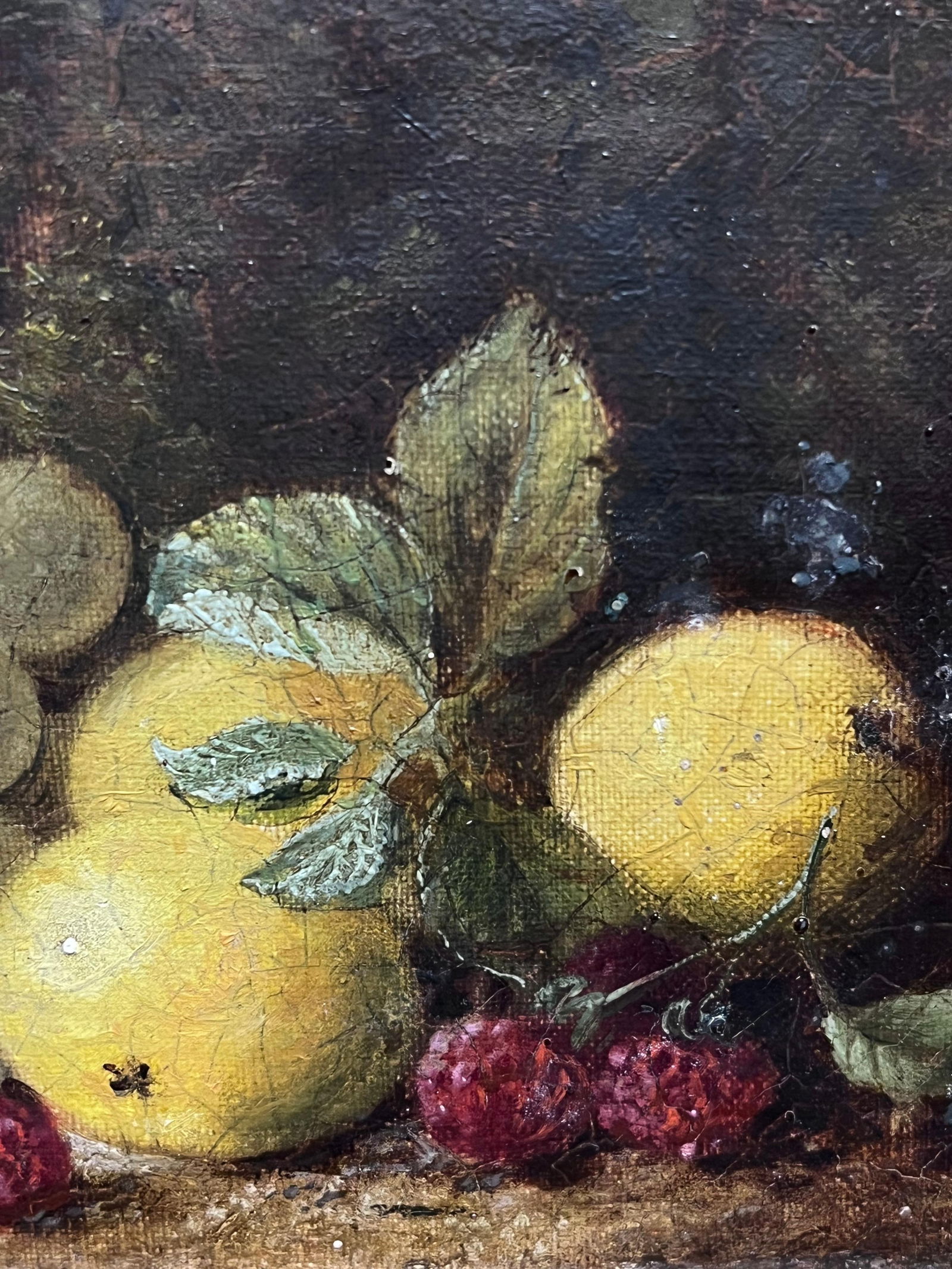 Oliver Clare; Fine Victorian English Fruit Still Life Grape, Lemons & Raspberries Oil Painting - 6