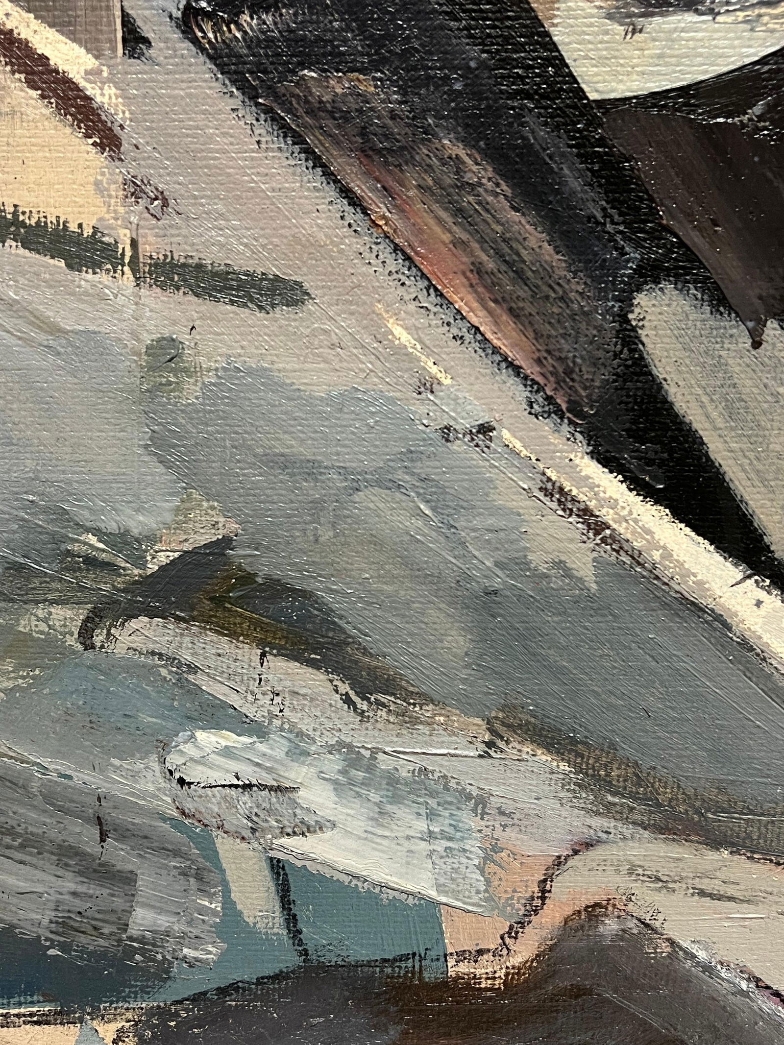 René GUINAND (1892-1983); Huge 1960's French Modernist Cubist Abstract Oil Painting Jagged - 15