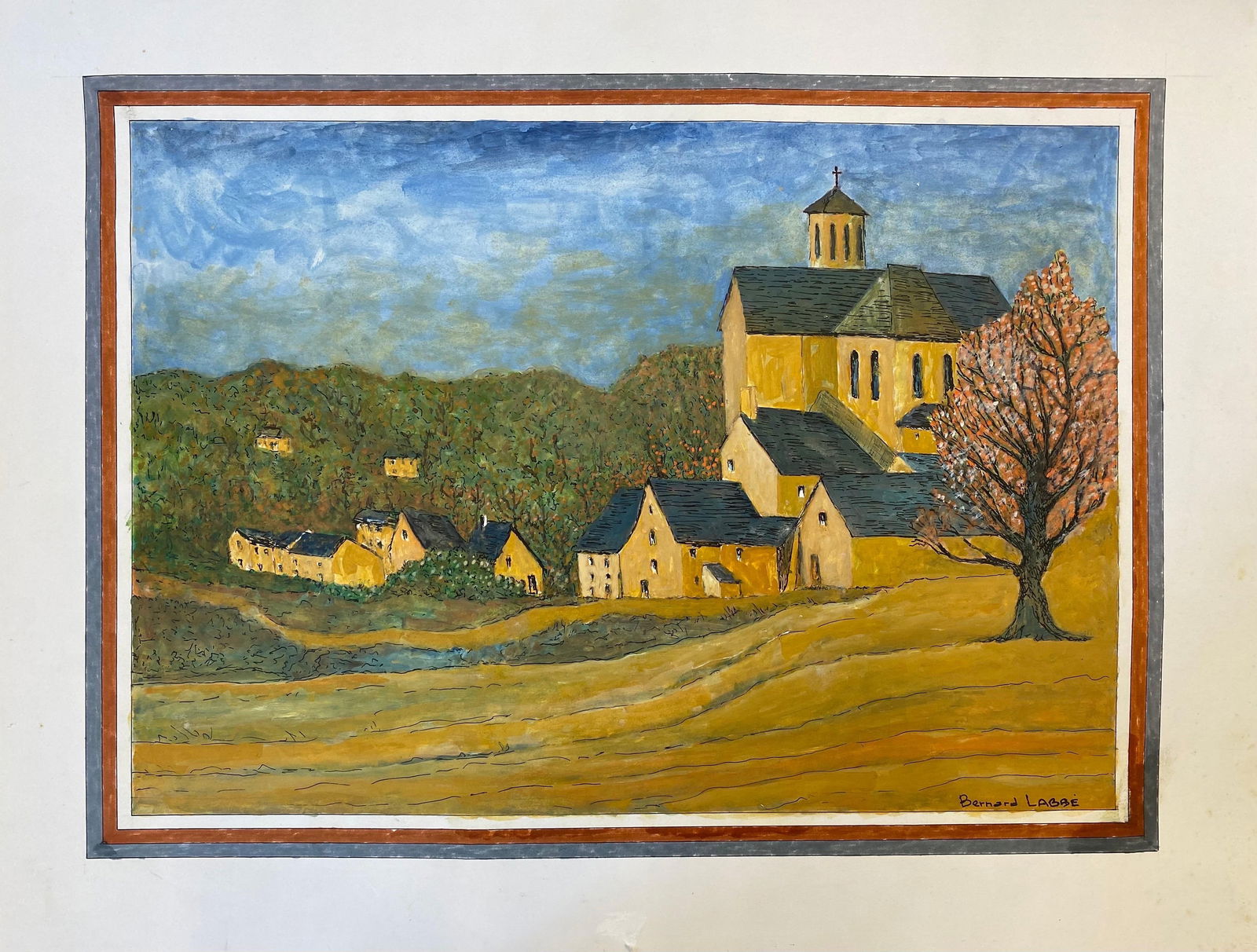 1950's Modernist Signed Painting, Tranquil View Of French Buildings, 1950s - 5