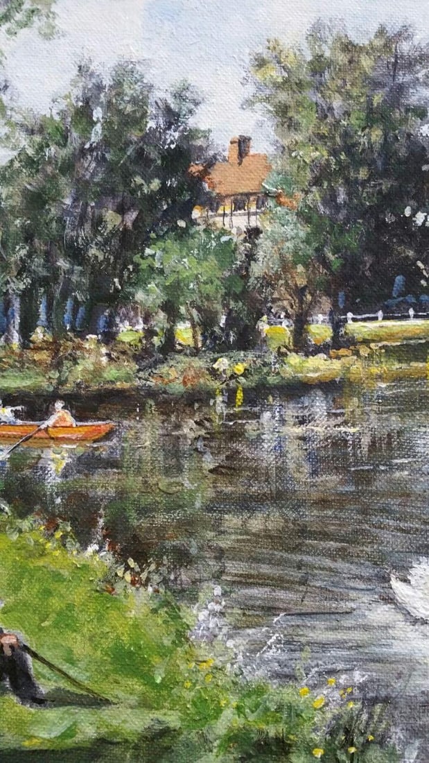 English School; Traditional English Painting By the River Mole, East Molesey, Surrey England, 20th - 7