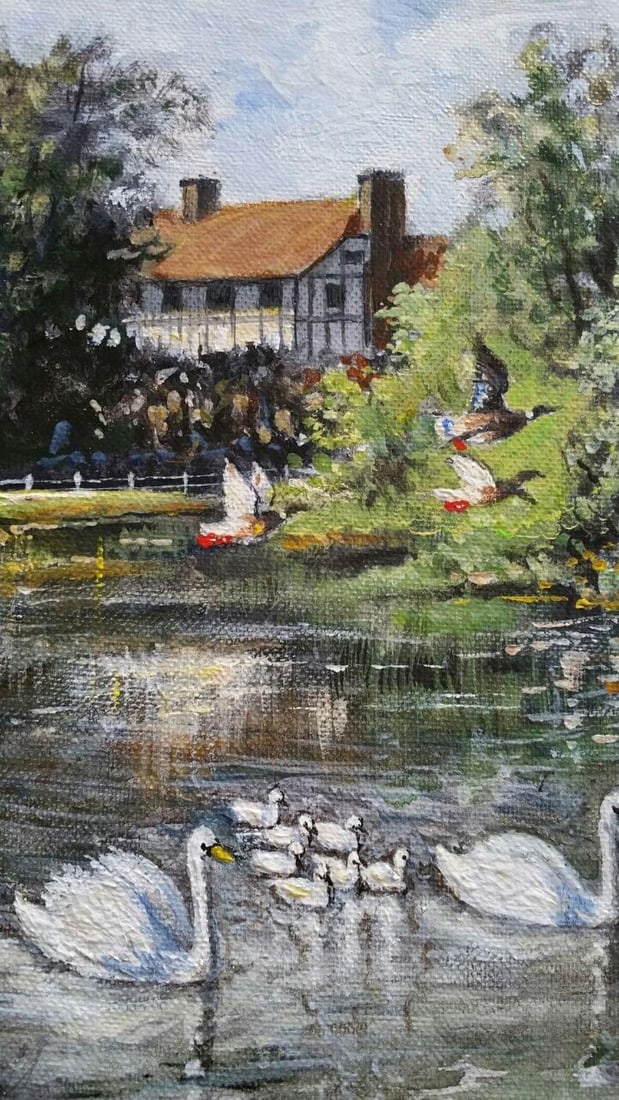 English School; Traditional English Painting By the River Mole, East Molesey, Surrey England, 20th - 8