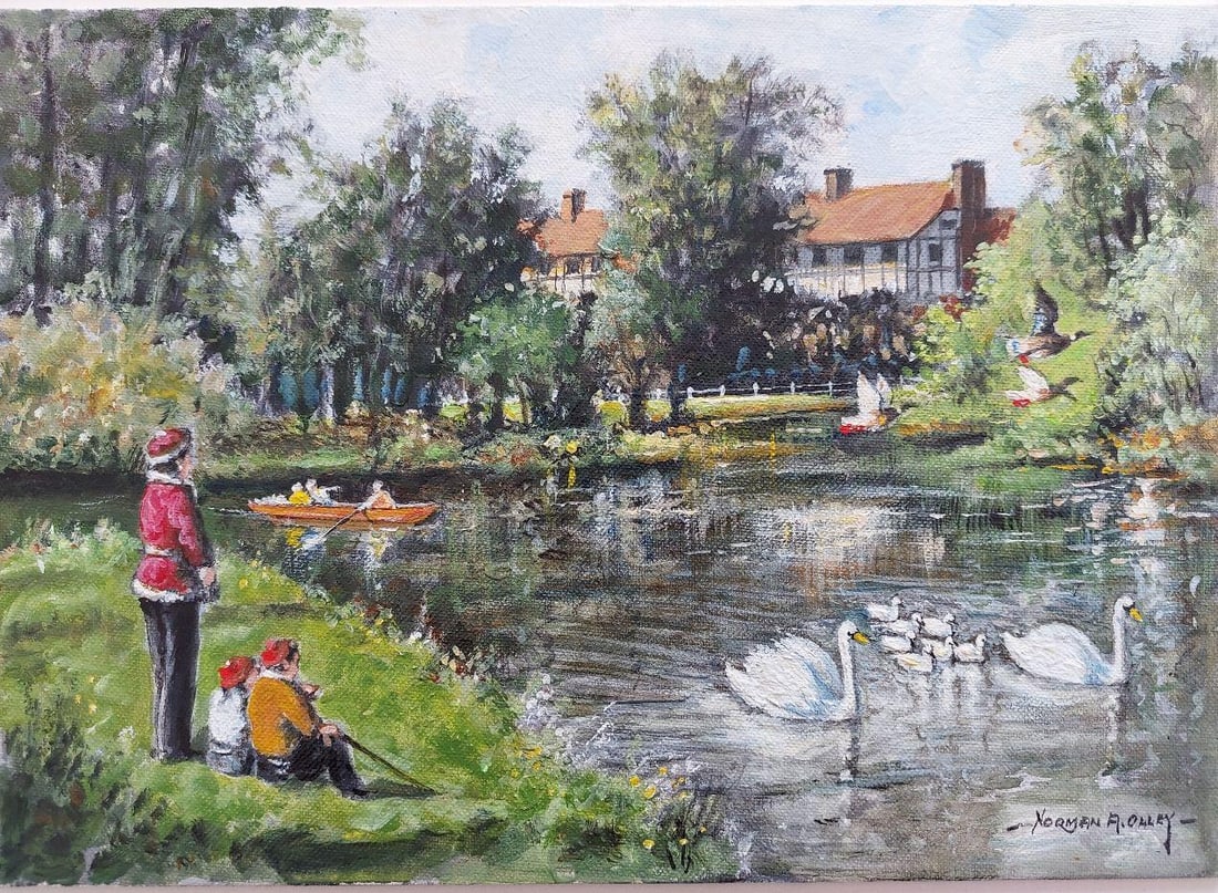 English School; Traditional English Painting By the River Mole, East Molesey, Surrey England, 20th - 5