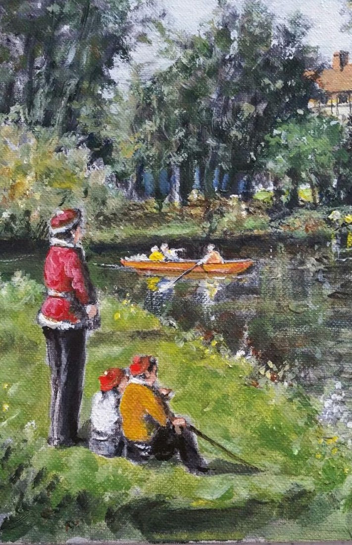English School; Traditional English Painting By the River Mole, East Molesey, Surrey England, 20th - 6