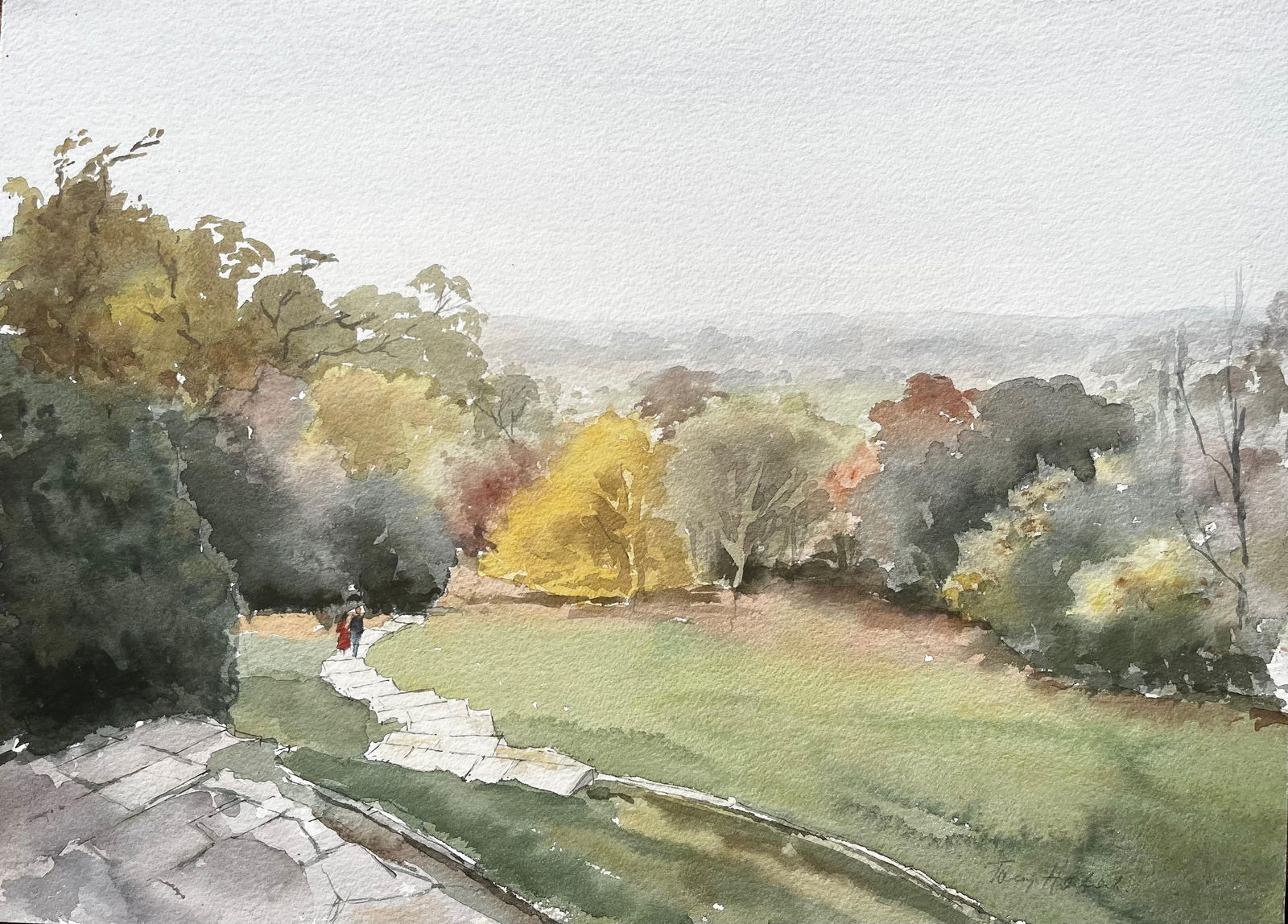 Anthony Herbert; Richmond Park landscape Painting View from Pembroke Lodge Autumn Trees - 4