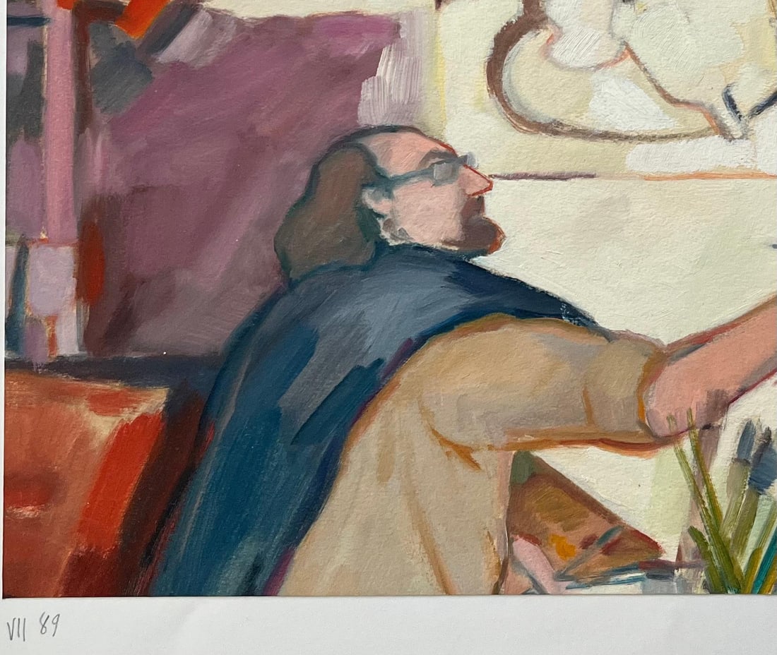 Roland Pichard; Original Oil Painting of a Candid Scene of an Artist Painting on an Easel - 6