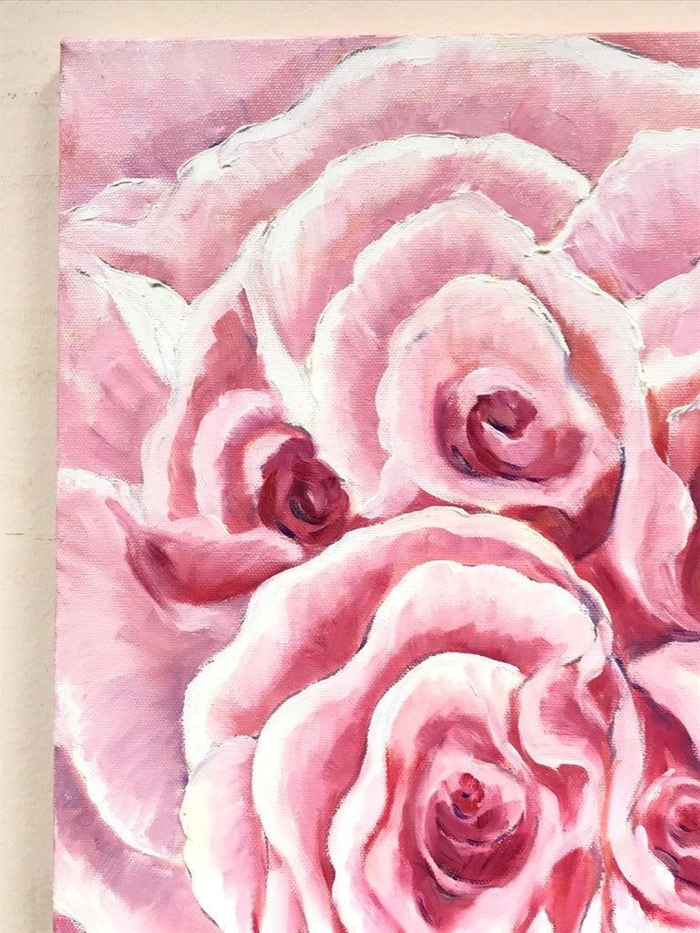 Profusion of Pink Roses Bright & Colorful French Impressionist Oil Painting, 2000 - 5