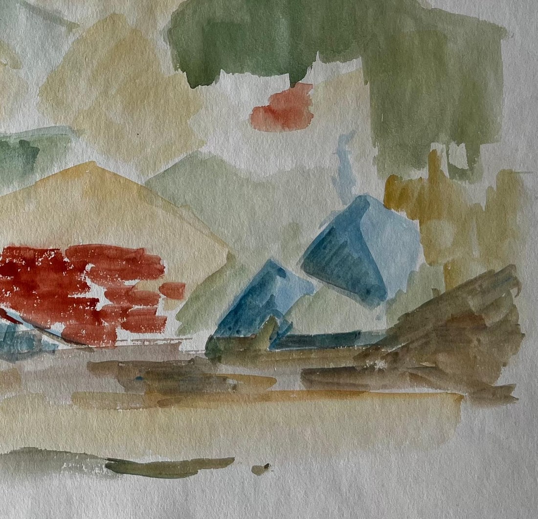 Guy Nicod; Mountain Landscape with Cypress French Modernist Gouache by Guy Nicod - 7