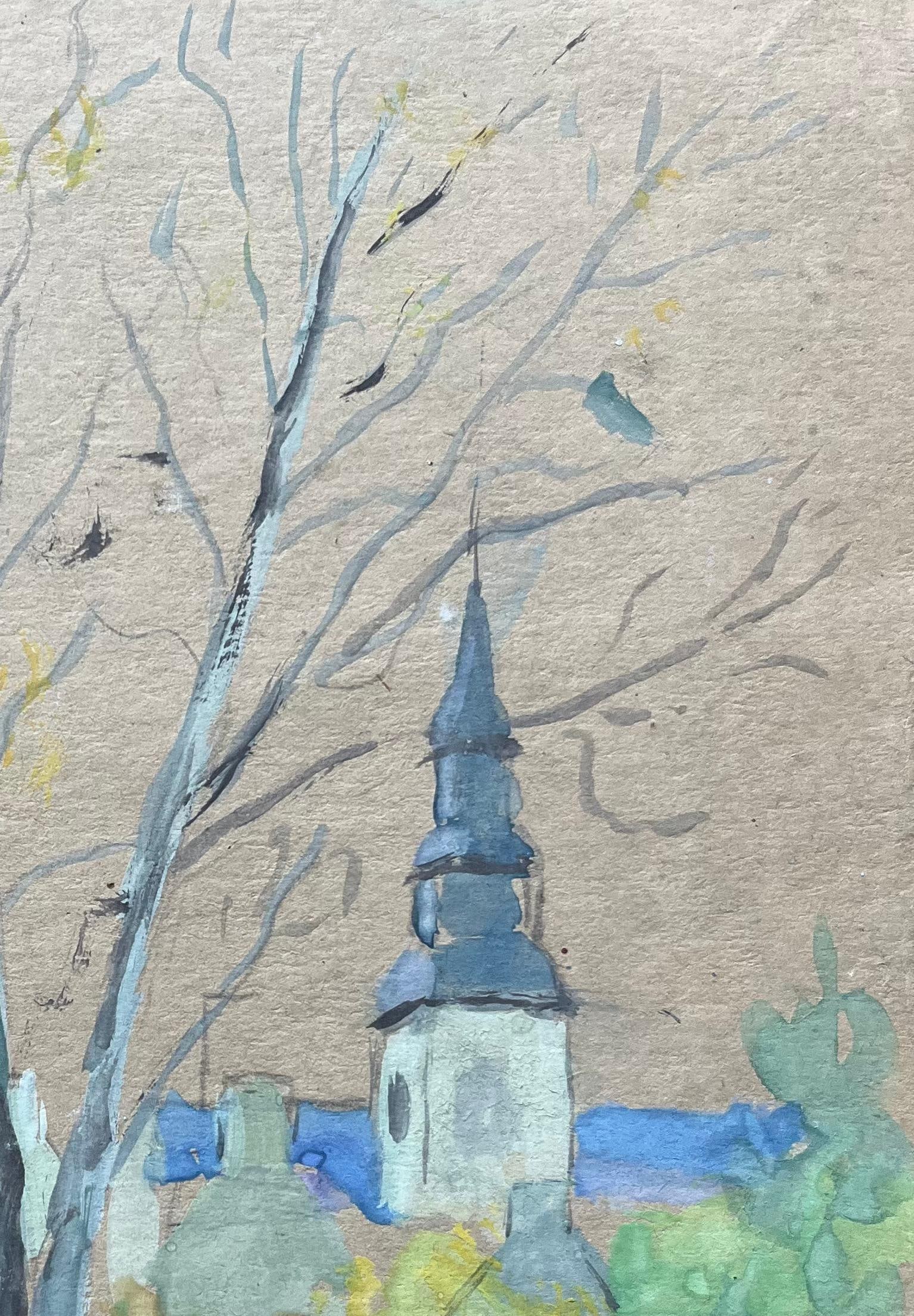 Fanch Lel; French Watercolour of Village Church in Plelan le Grand, 1996 - 9