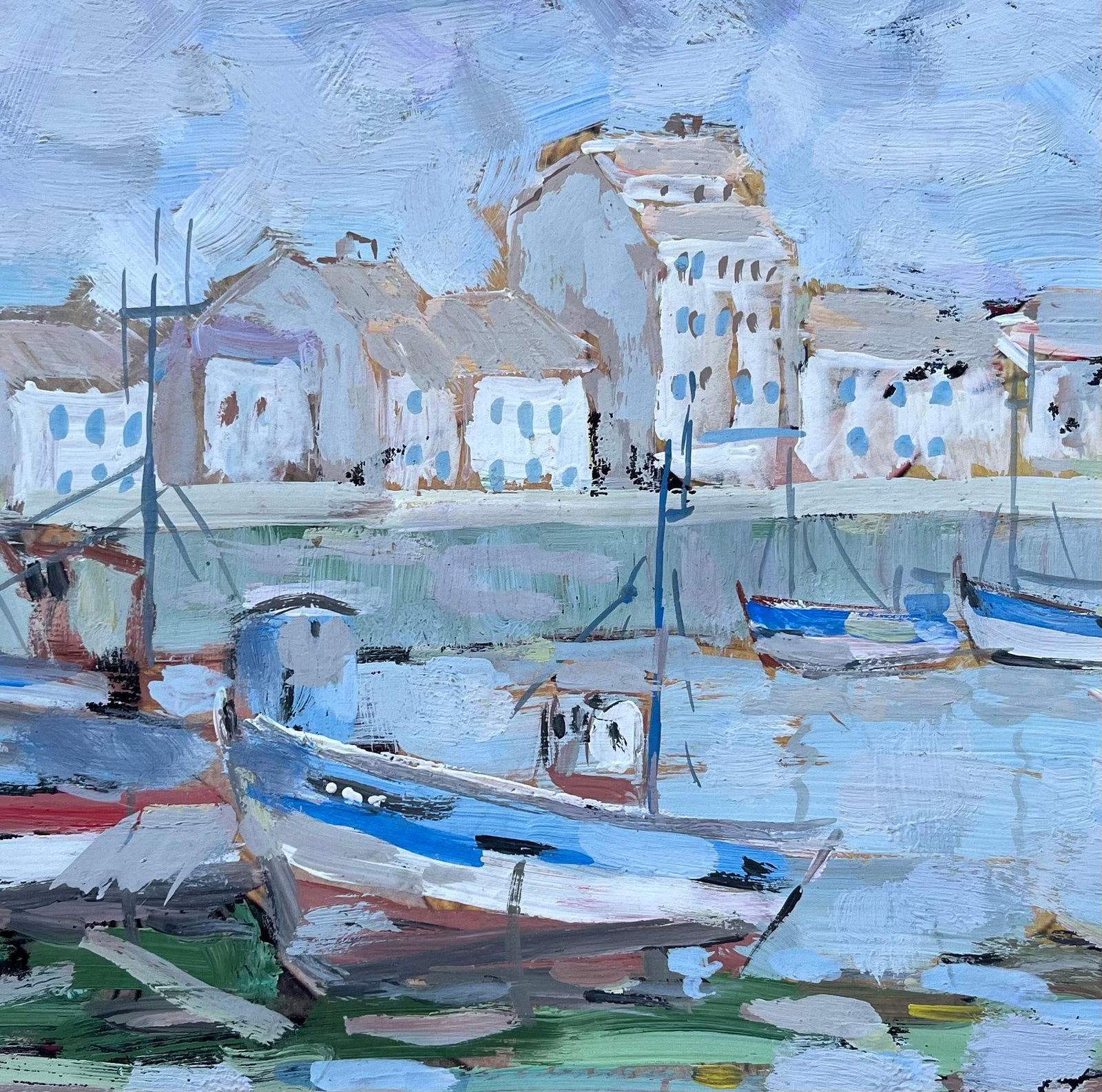 F.T Roussel; Port de Honfleur Harbour Scene with Fishing Boats and Reflections, 1996 - 2