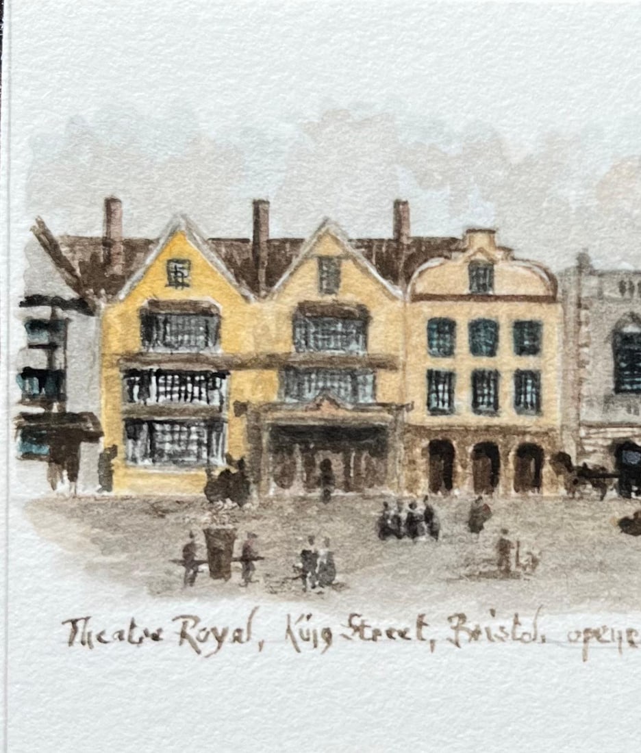 Jack Grunwell; Historic Miniature Watercolor of Theatre Royal on King Street in Bristol - 4