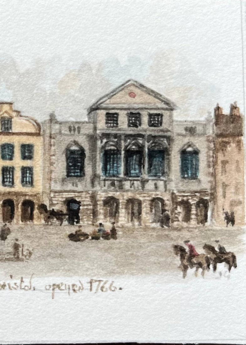 Jack Grunwell; Historic Miniature Watercolor of Theatre Royal on King Street in Bristol - 5
