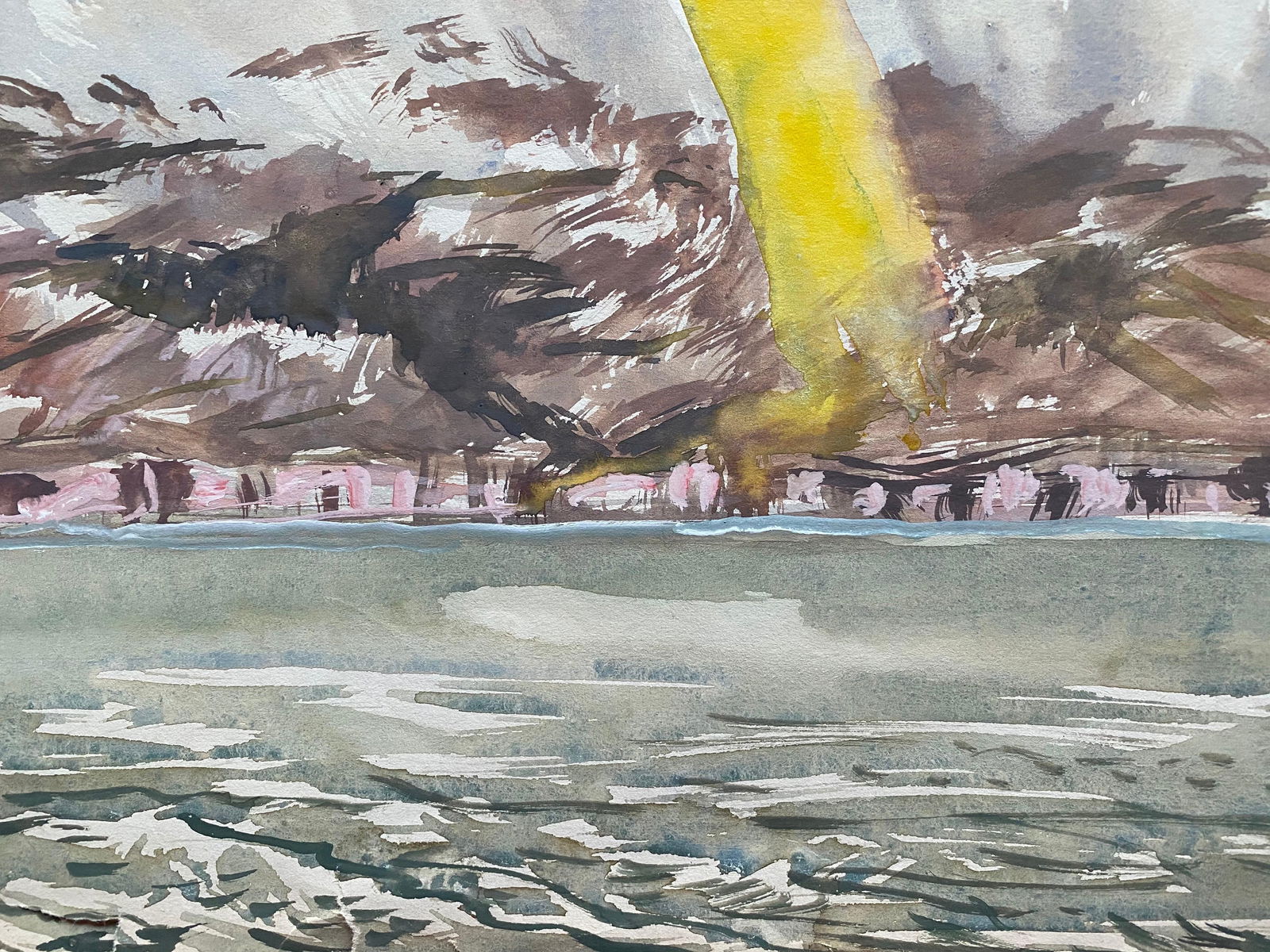 Mid 20th C. Irish Artist Watercolor Painting of Coastal Landscape with Rainbow, circa 1950s - 7