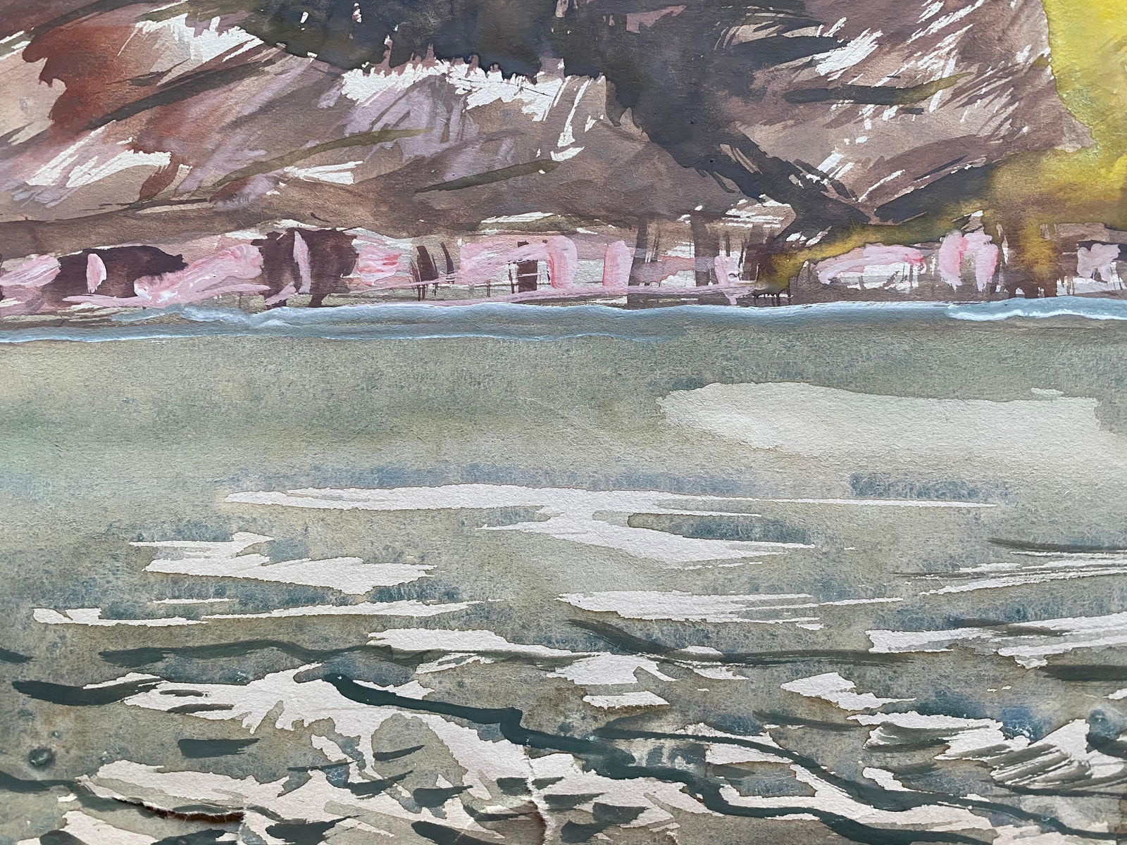 Mid 20th C. Irish Artist Watercolor Painting of Coastal Landscape with Rainbow, circa 1950s - 9