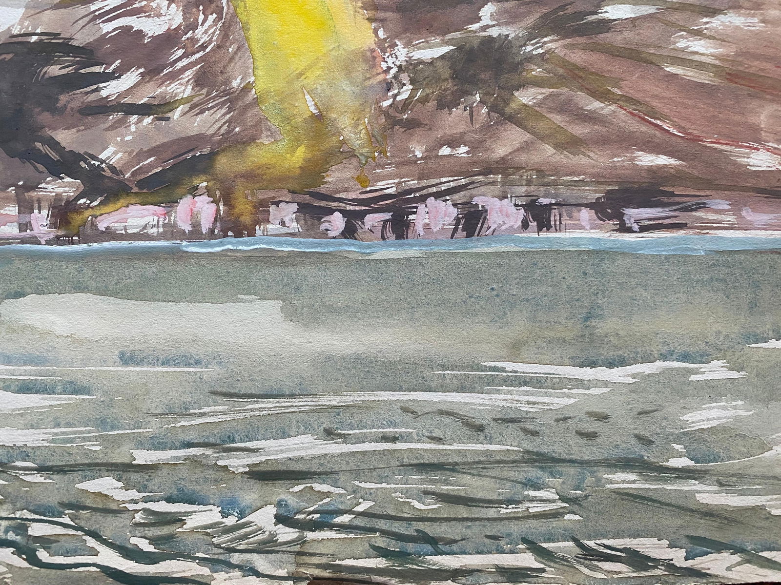 Mid 20th C. Irish Artist Watercolor Painting of Coastal Landscape with Rainbow, circa 1950s - 10