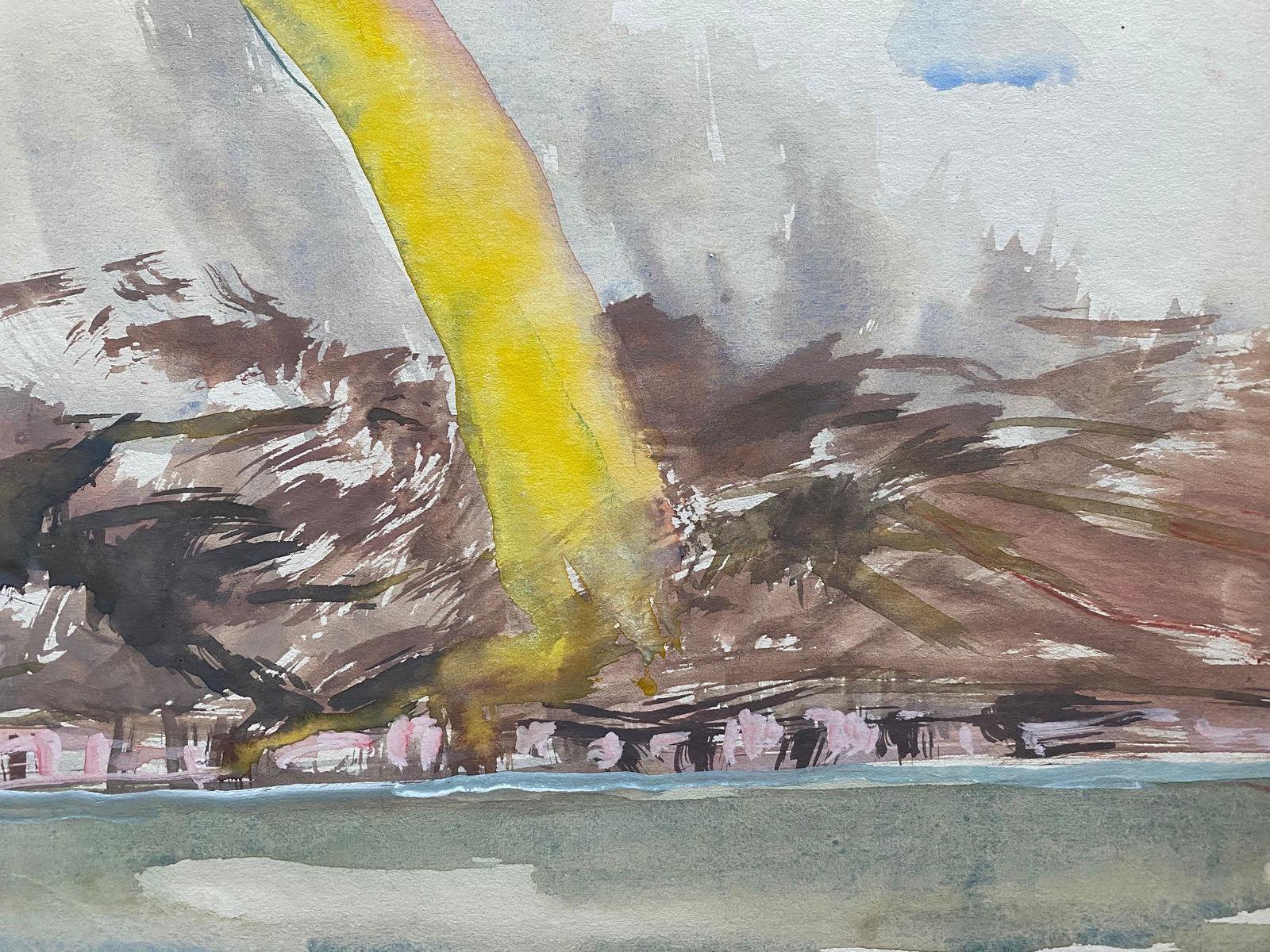 Mid 20th C. Irish Artist Watercolor Painting of Coastal Landscape with Rainbow, circa 1950s - 11