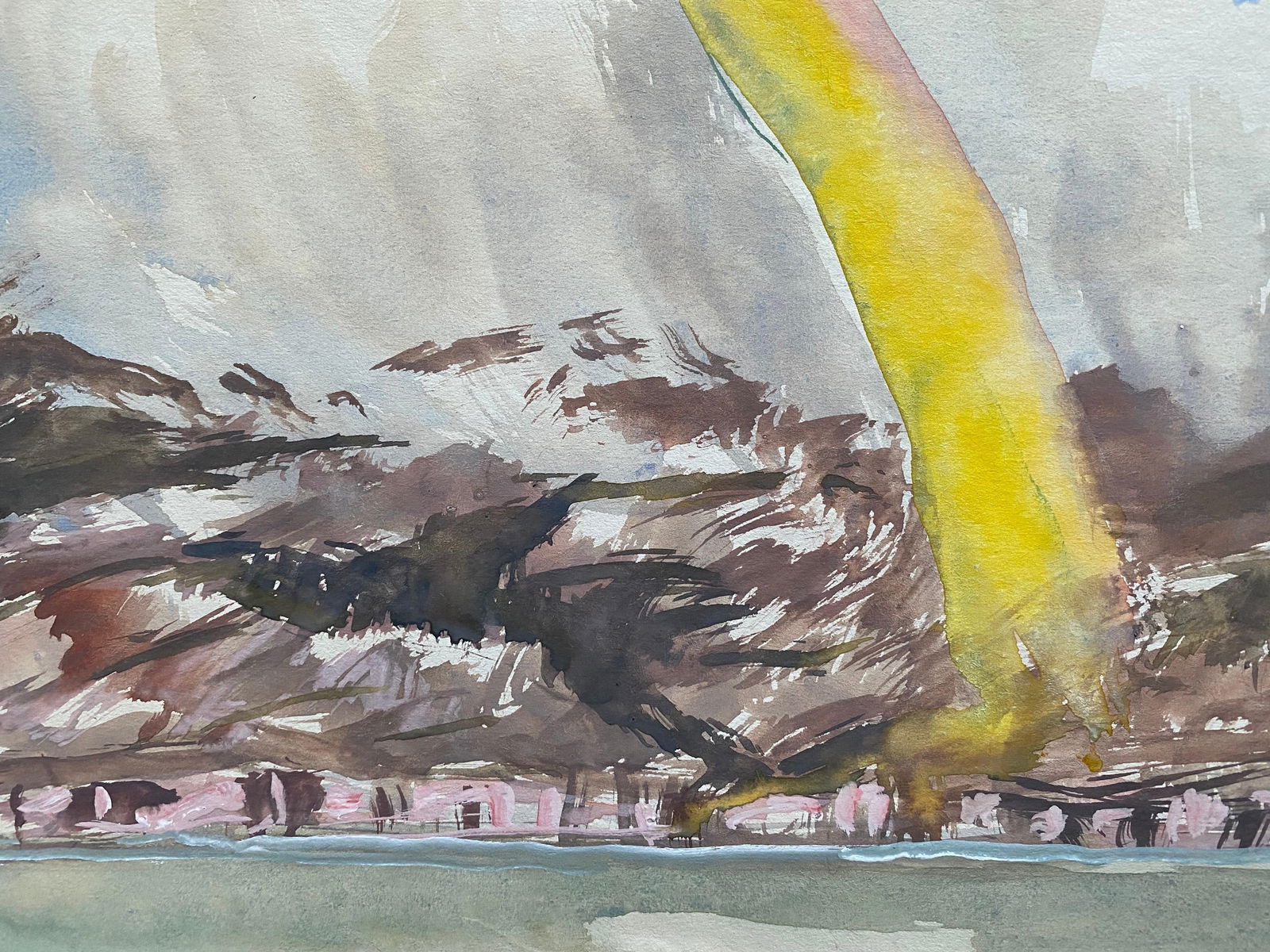 Mid 20th C. Irish Artist Watercolor Painting of Coastal Landscape with Rainbow, circa 1950s - 5