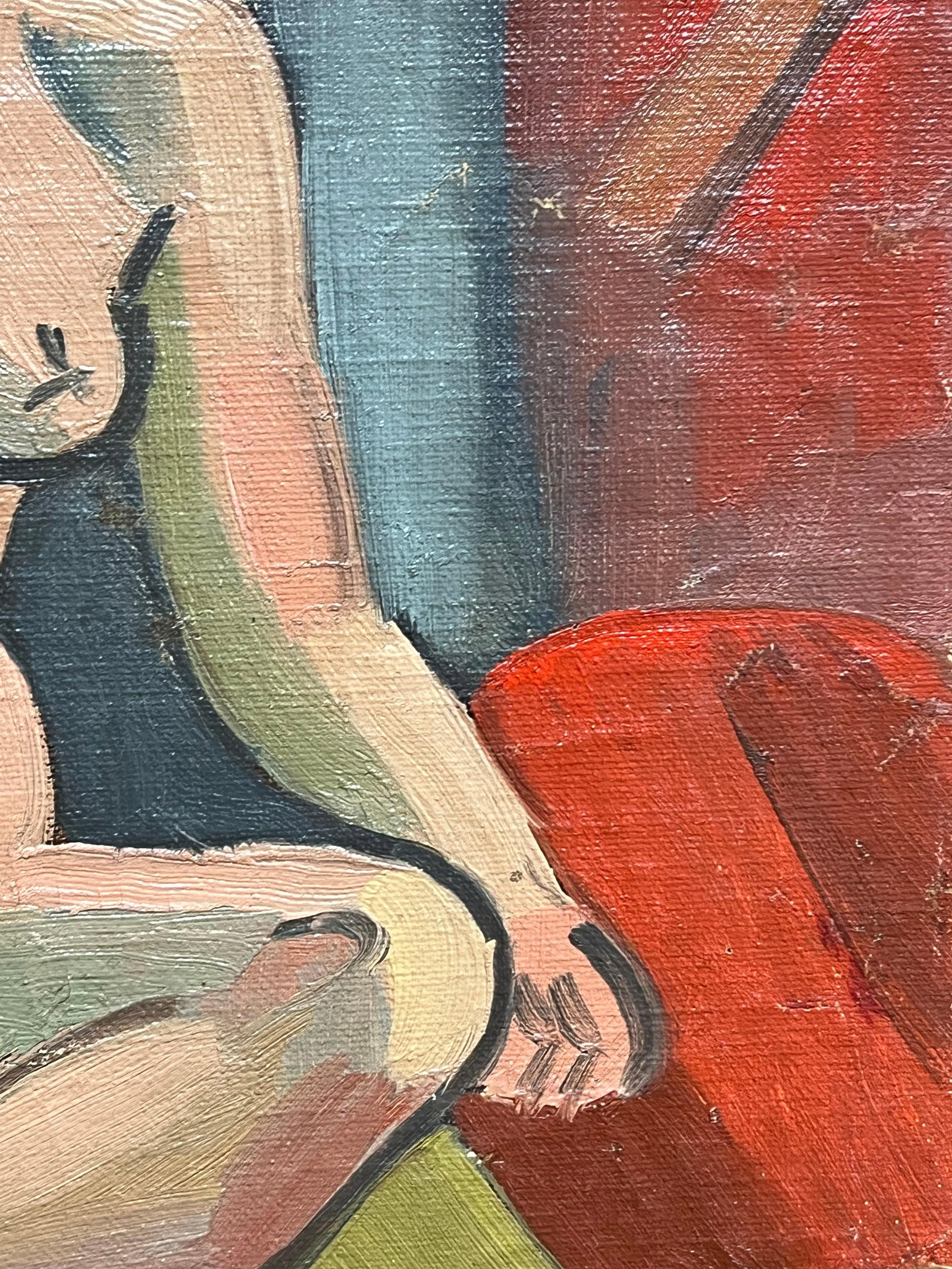 Henri Van Der Beck; 1930's French Cubist Figur Signed Oil Lady Vibrant Geometric Composition, 1930's - 7