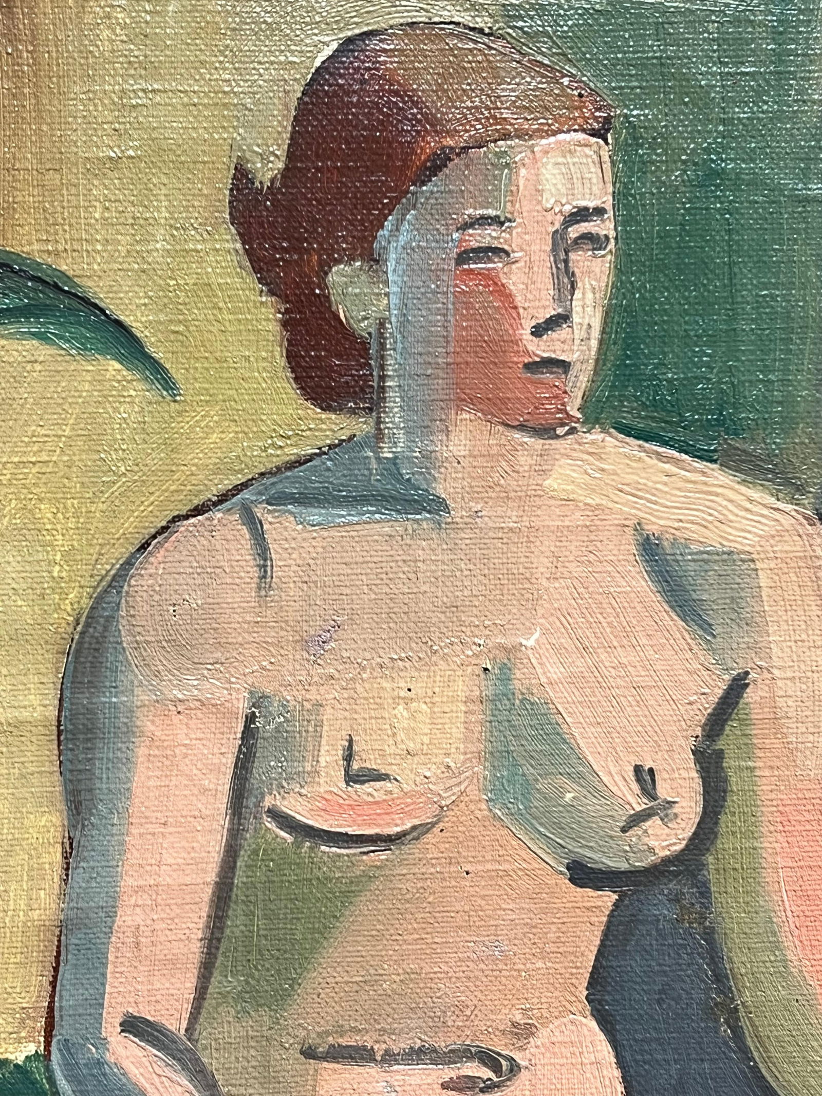 Henri Van Der Beck; 1930's French Cubist Figur Signed Oil Lady Vibrant Geometric Composition, 1930's - 6