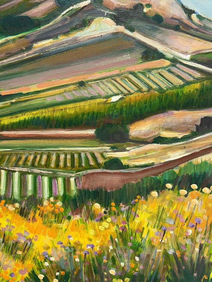 Max Toutain; Golden Green Provence France Landscape Hilltop Village 20th Century Oil Painting - 8