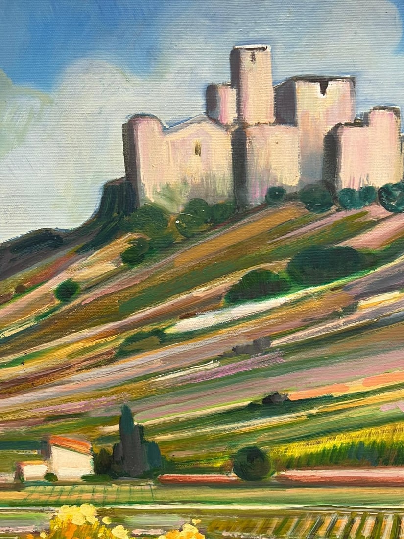 Max Toutain; Golden Green Provence France Landscape Hilltop Village 20th Century Oil Painting - 2