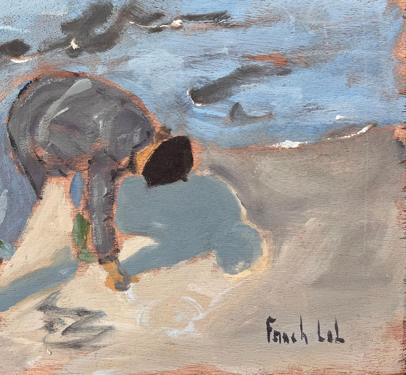 Fanch Lel; Post Impressionist French Coastal Scene of a Clam Digger on the Beach - 17