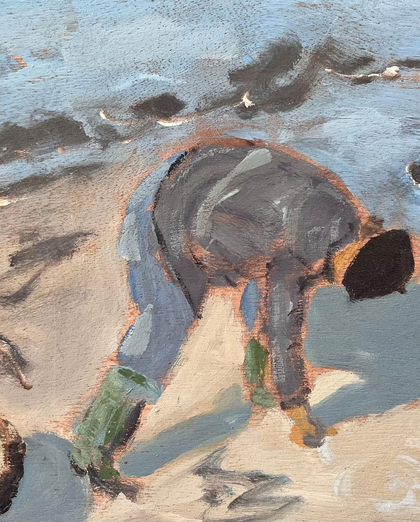 Fanch Lel; Post Impressionist French Coastal Scene of a Clam Digger on the Beach - 5