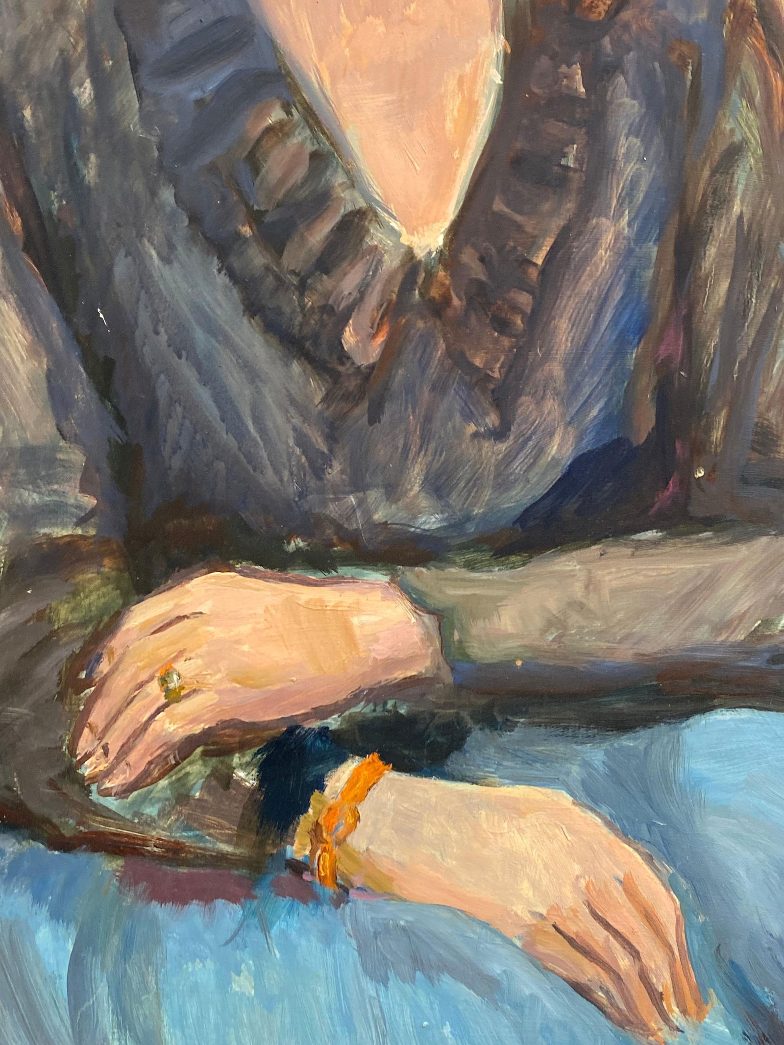 Large 1960's British Portrait of The Lady with Blue Eyes Original Oil Painting, circa 1960s - 2