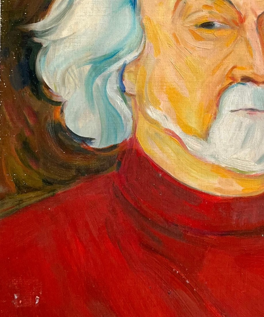 Roland Pichard; Portrait of a Gentleman in Red - Expressive Contemporary Oil Painting - 2