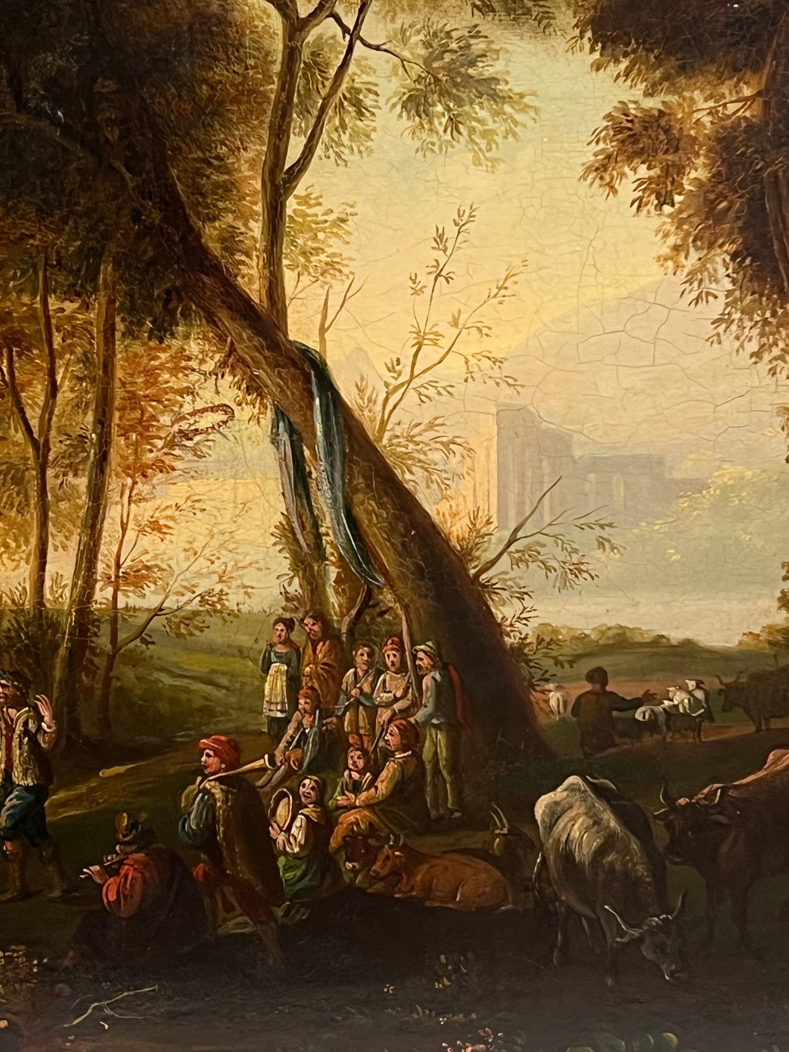 Dutch Old Master; Fine 17th Century Dutch Golden Age Old Master Oil Figures in Classical Landscape - 8