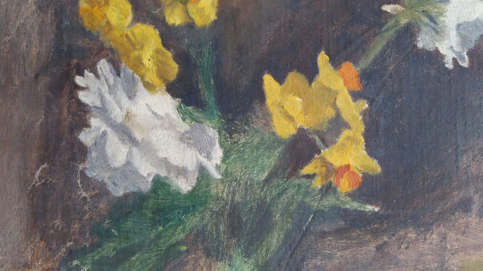 English Vintage Oil Painting on Canvas, Spring Flowers, circa 1880-1905 - 8