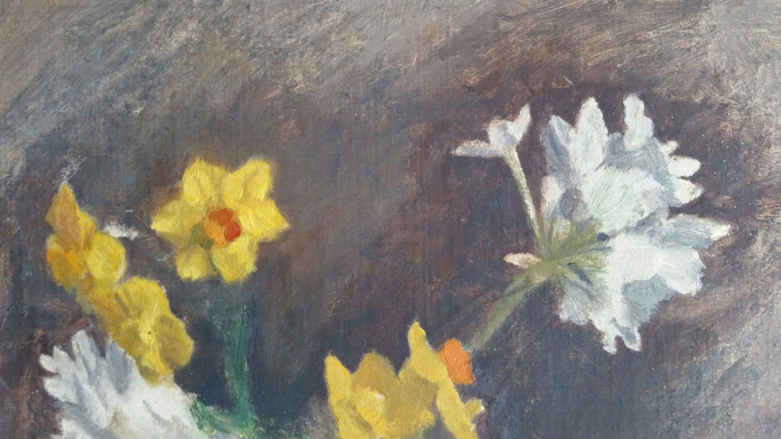 English Vintage Oil Painting on Canvas, Spring Flowers, circa 1880-1905 - 9