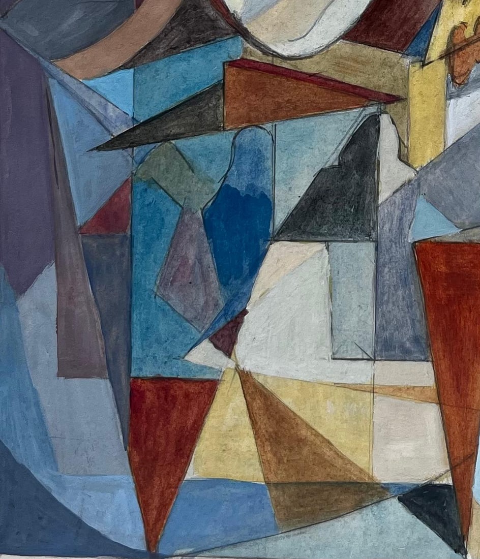 Guy Nicod; Cubist French Abstract Interior Scene With Figures Table And Geometric Shapes - 7