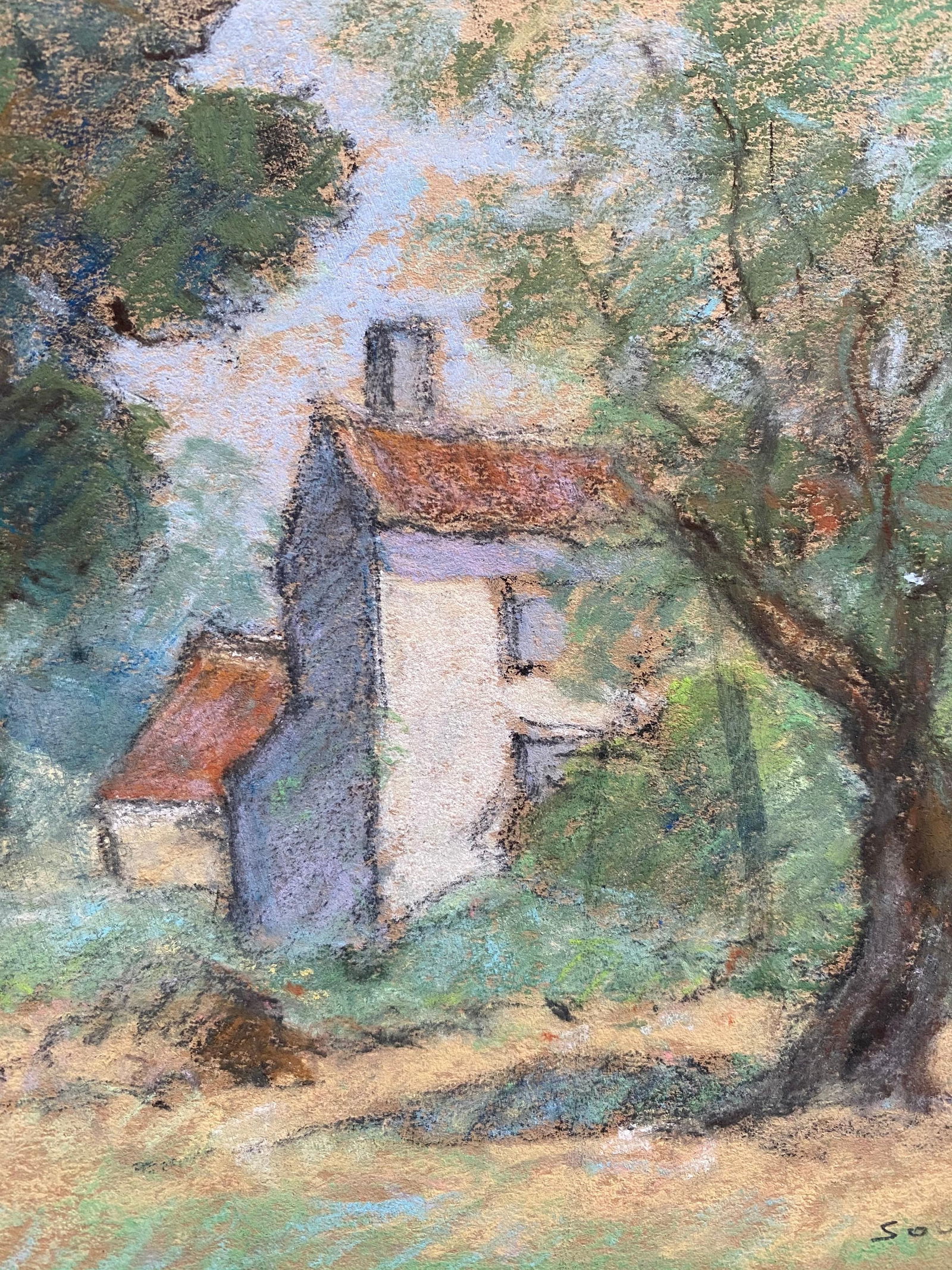 Two Antique Pastel French Impressionist Paintings Sunlit Landscapes, circa 1900s - 6