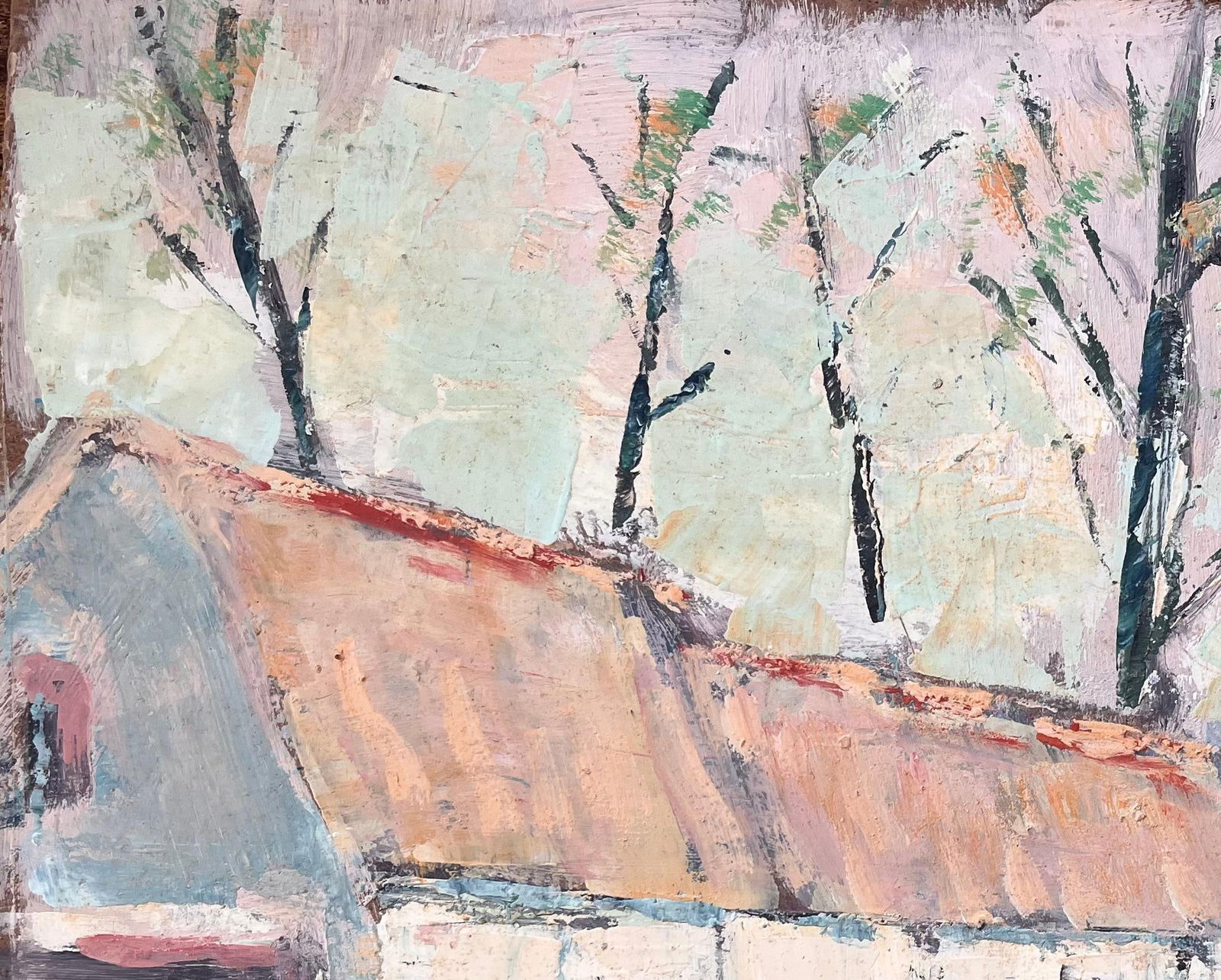 Fanch Lel; French Impressionist Oil of Thatched Farmhouse with River and Bridge - 11